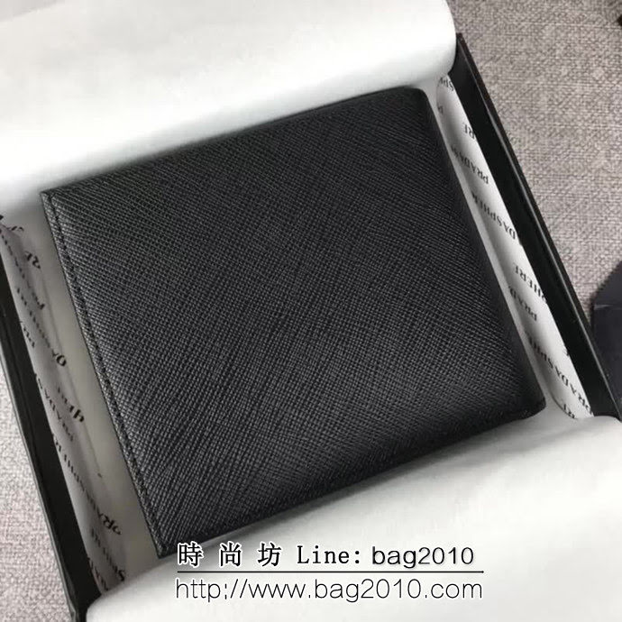 PRADA普拉達 官網同步 經典爆款 頂級原單十字紋牛皮 男士短款錢夾 2M0513 DD1783